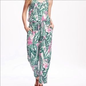 Old navy tropical print jumpsuit